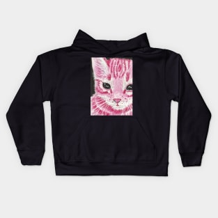 Pink kitten cat face Kids Hoodie